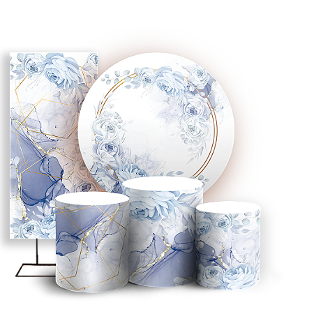 Capas Painel Redondo Trio Cilindro e Faixa Lateral Sublimado - Floral