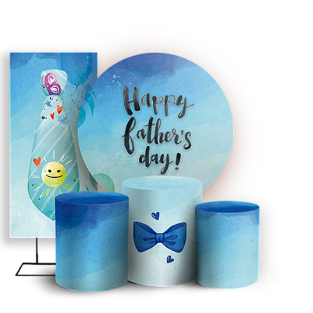 Capas Painel Redondo Trio Cilindro e Faixa Lateral Sublimado - Dia dos Pais