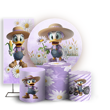 Capas Painel Redondo Trio Cilindro e Faixa Lateral Sublimado - Margarida