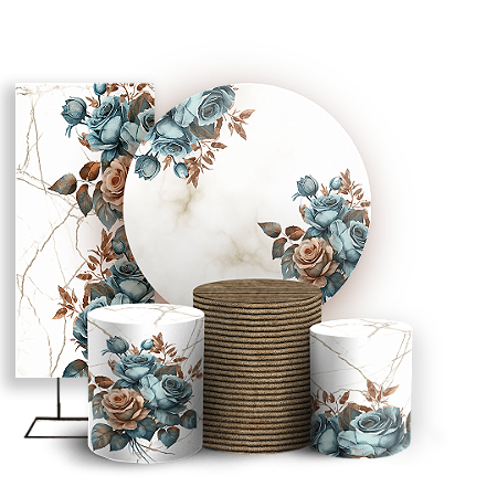Capas Painel Redondo Trio Cilindro e Faixa Lateral Sublimado - Floral