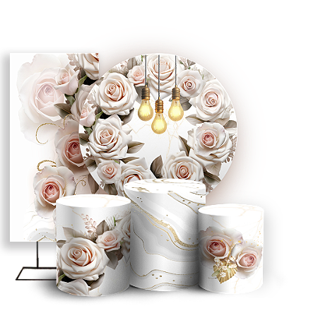 Capas Painel Redondo Trio Cilindro e Faixa Lateral Sublimado - Floral