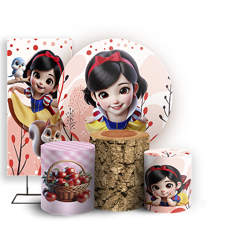 Capas Painel Redondo Trio Cilindro e Faixa Lateral Sublimado - Branca De Neve