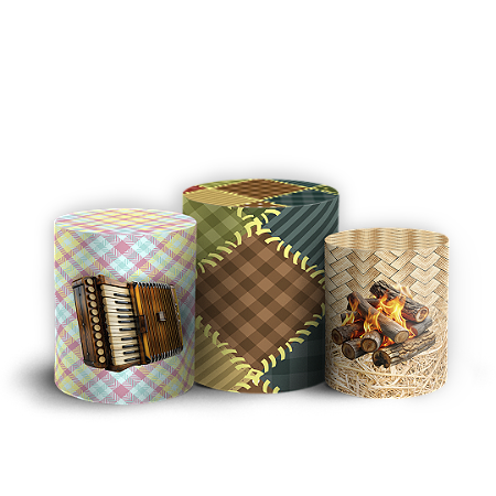 Capas Trio Cilindro Sublimado Vest Facil - Festa Junina