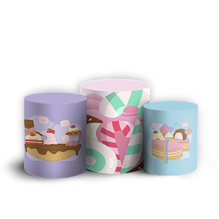 Capas Trio Cilindro Sublimado Vest Facil - Confeitaria