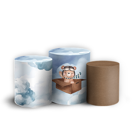 Capas Trio Cilindro Sublimado Vest Facil - Ursinho Aviador