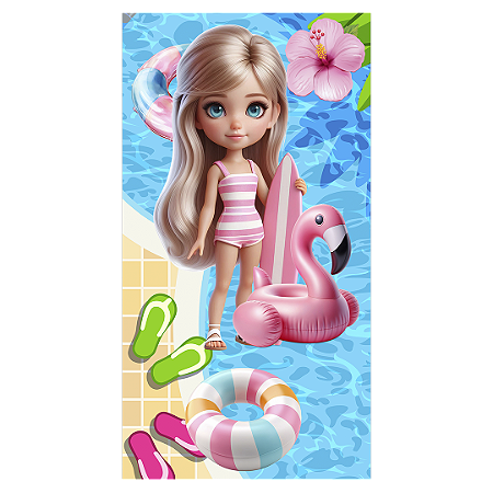 Capa Faixa Lateral Sublimado - Barbie Pool Party