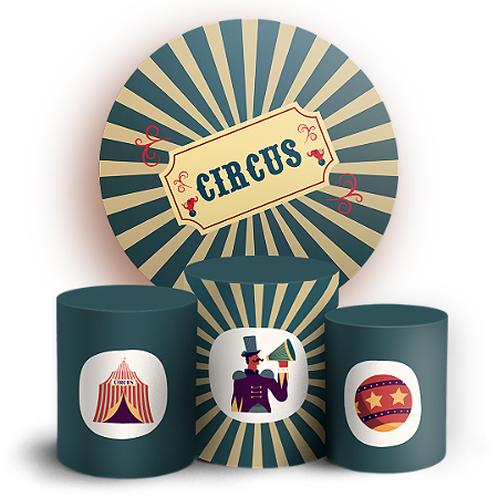 Capas Painel Redondo e Trio Cilindro Sublimado - Circo
