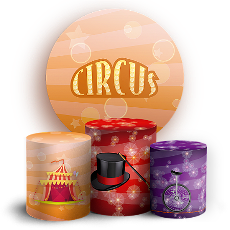 Capas Painel Redondo e Trio Cilindro Sublimado - Circo