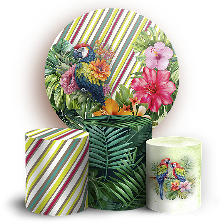 Capas Painel Redondo e Trio Cilindro Sublimado - Tropical Floral