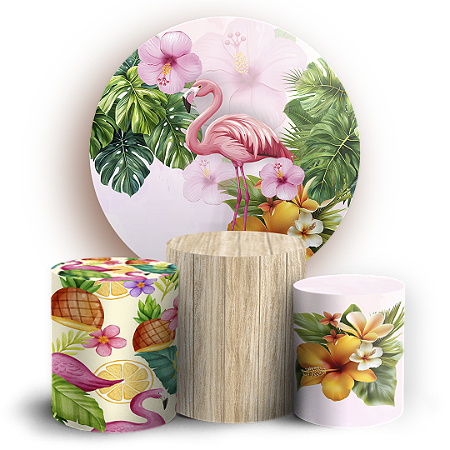 Capas Painel Redondo e Trio Cilindro Sublimado - Tropical Floral