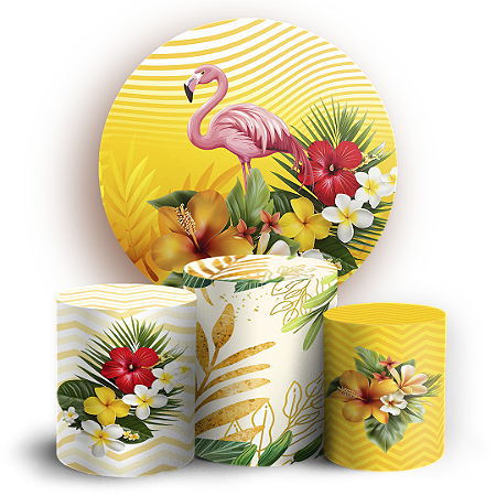 Capas Painel Redondo e Trio Cilindro Sublimado - Tropical Floral