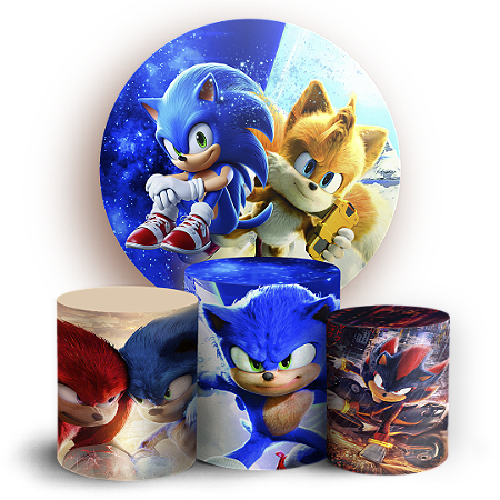 Capas Painel Redondo e Trio Cilindro Sublimado - Sonic