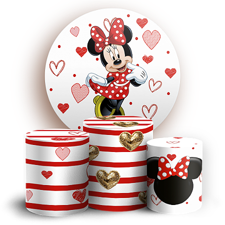 Capas Painel Redondo e Trio Cilindro Sublimado - Minnie