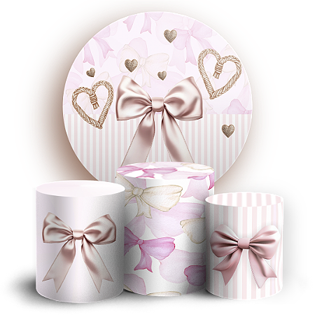 Capas Painel Redondo e Trio Cilindro Sublimado - Laços