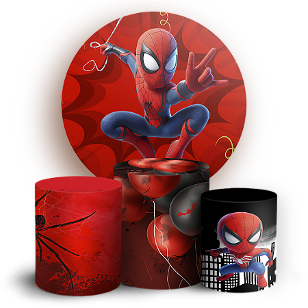 Capas Painel Redondo e Trio Cilindro Sublimado - Homem Aranha