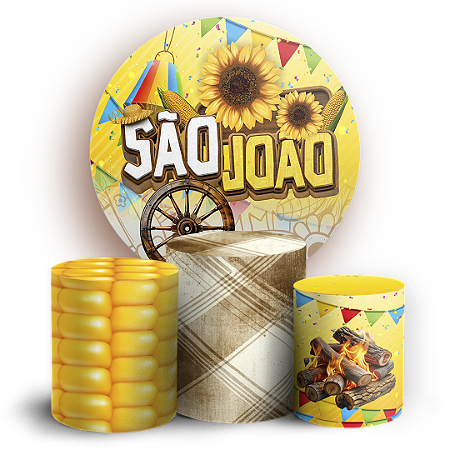 Capas Painel Redondo e Trio Cilindro Sublimado - Festa Junina