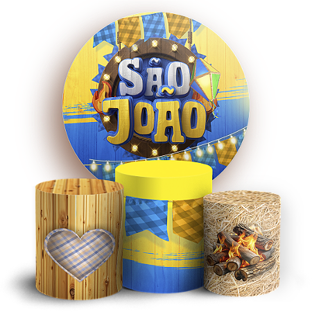 Capas Painel Redondo e Trio Cilindro Sublimado - Festa Junina