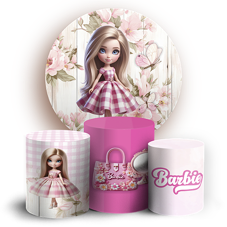 Capas Painel Redondo e Trio Cilindro Sublimado - Barbie