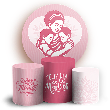 Capas Painel Redondo e Trio Cilindro Sublimado - Dia de la Madre