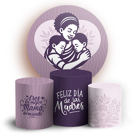 Capas Painel Redondo e Trio Cilindro Sublimado - Dia de la Madre