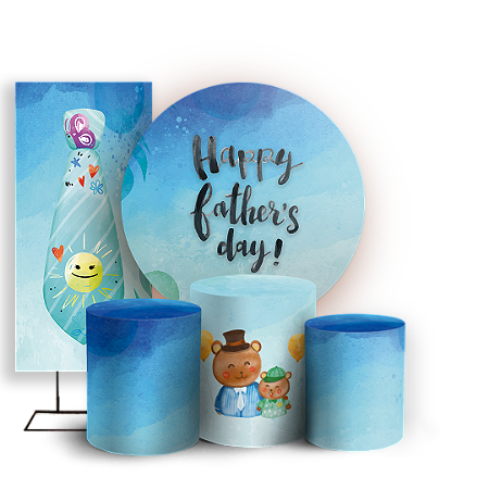 Capas Painel Redondo Trio Cilindro e Faixa Lateral Sublimado - Dia dos Pais