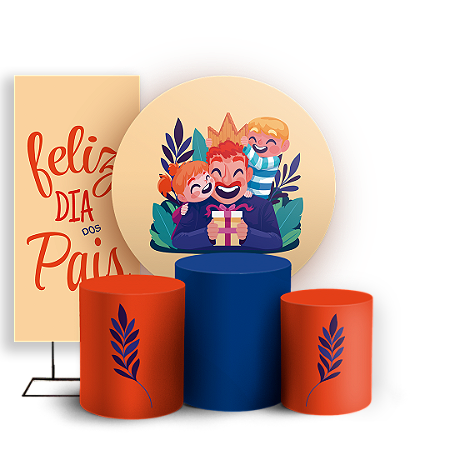 Capas Painel Redondo Trio Cilindro e Faixa Lateral Sublimado - Dia dos Pais