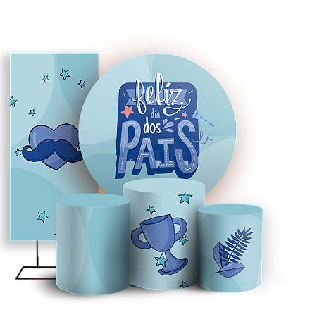 Capas Painel Redondo Trio Cilindro e Faixa Lateral Sublimado - Dia dos Pais