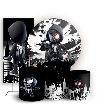 Capas Painel Redondo Trio Cilindro e Faixa Lateral Sublimado - Homem Aranha