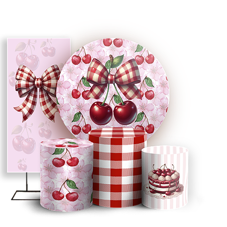 Capas Painel Redondo Trio Cilindro e Faixa Lateral Sublimado - Cerejinha