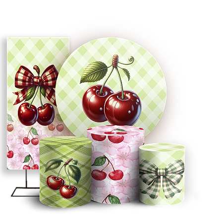 Capas Painel Redondo Trio Cilindro e Faixa Lateral Sublimado - Cerejinha