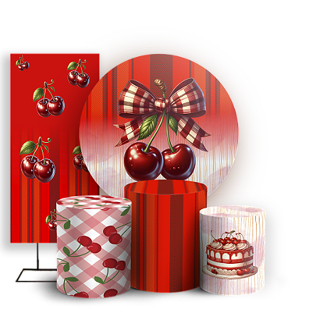 Capas Painel Redondo Trio Cilindro e Faixa Lateral Sublimado - Cerejinha