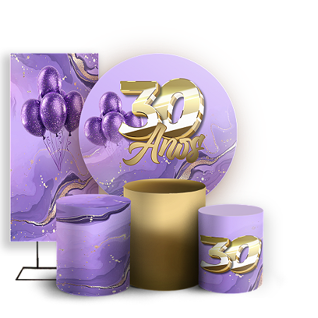 Capas Painel Redondo Trio Cilindro e Faixa Lateral Sublimado - 30 Anos