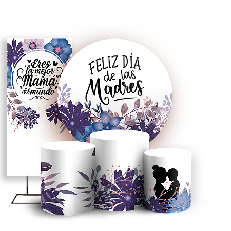 Capas Painel Redondo Trio Cilindro e Faixa Lateral Sublimado - Dia de la Madre