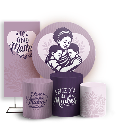 Capas Painel Redondo Trio Cilindro e Faixa Lateral Sublimado - Dia de la Madre