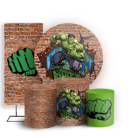 Capas Painel Redondo Trio Cilindro e Faixa Lateral Sublimado - Hulk