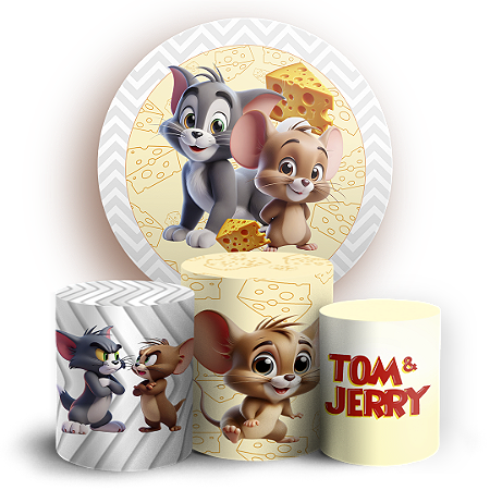 Capas Painel Redondo e Trio Cilindro Sublimado - Tom E Jerry