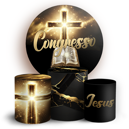 Capas Painel Redondo e Trio Cilindro Sublimado - Religioso Evangelico