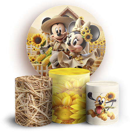 Capas Painel Redondo e Trio Cilindro Sublimado - Minnie