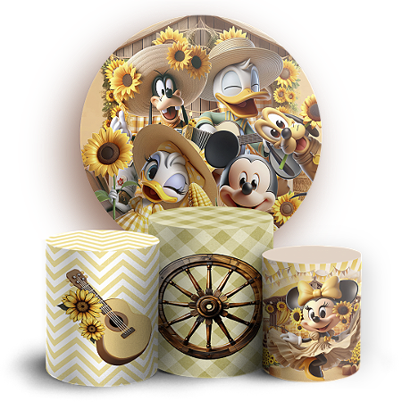 Capas Painel Redondo e Trio Cilindro Sublimado - Minnie