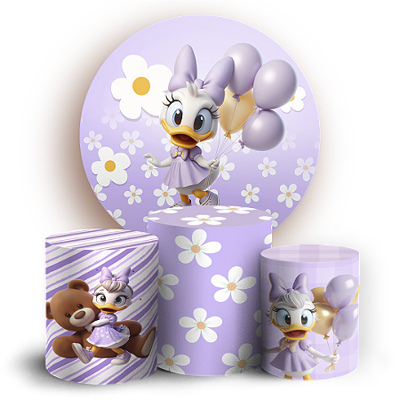 Capas Painel Redondo e Trio Cilindro Sublimado - Margarida