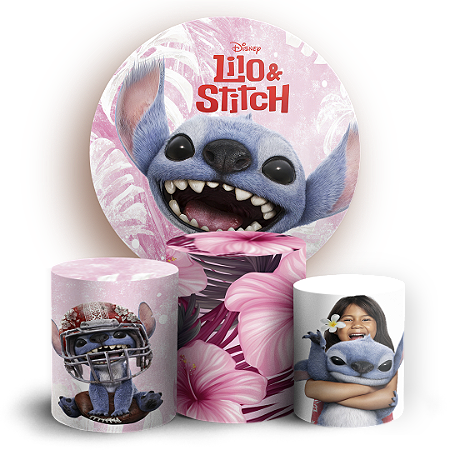 Capas Painel Redondo e Trio Cilindro Sublimado - Lilo Stitch