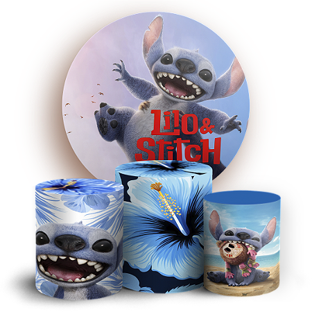 Capas Painel Redondo e Trio Cilindro Sublimado - Lilo Stitch