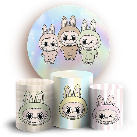 Capas Painel Redondo e Trio Cilindro Sublimado - Labubu