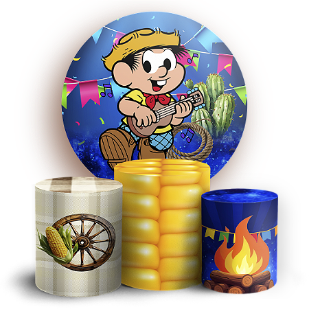 Capas Painel Redondo e Trio Cilindro Sublimado - Festa Junina