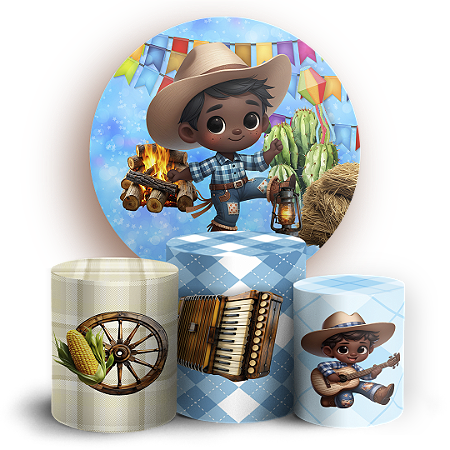 Capas Painel Redondo e Trio Cilindro Sublimado - Festa Juninahn