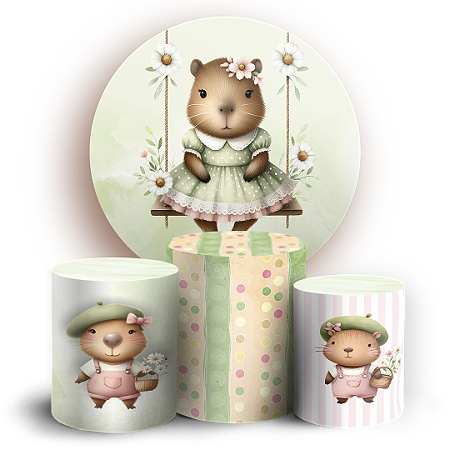 Capas Painel Redondo e Trio Cilindro Sublimado - Capivara