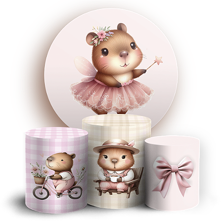 Capas Painel Redondo e Trio Cilindro Sublimado - Capivara