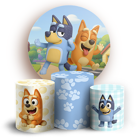 Capas Painel Redondo e Trio Cilindro Sublimado - Bluey
