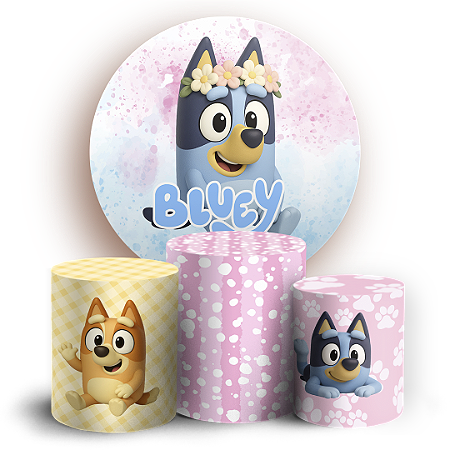 Capas Painel Redondo e Trio Cilindro Sublimado - Bluey
