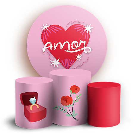Capas Painel Redondo e Trio Cilindro Sublimado - Namorados